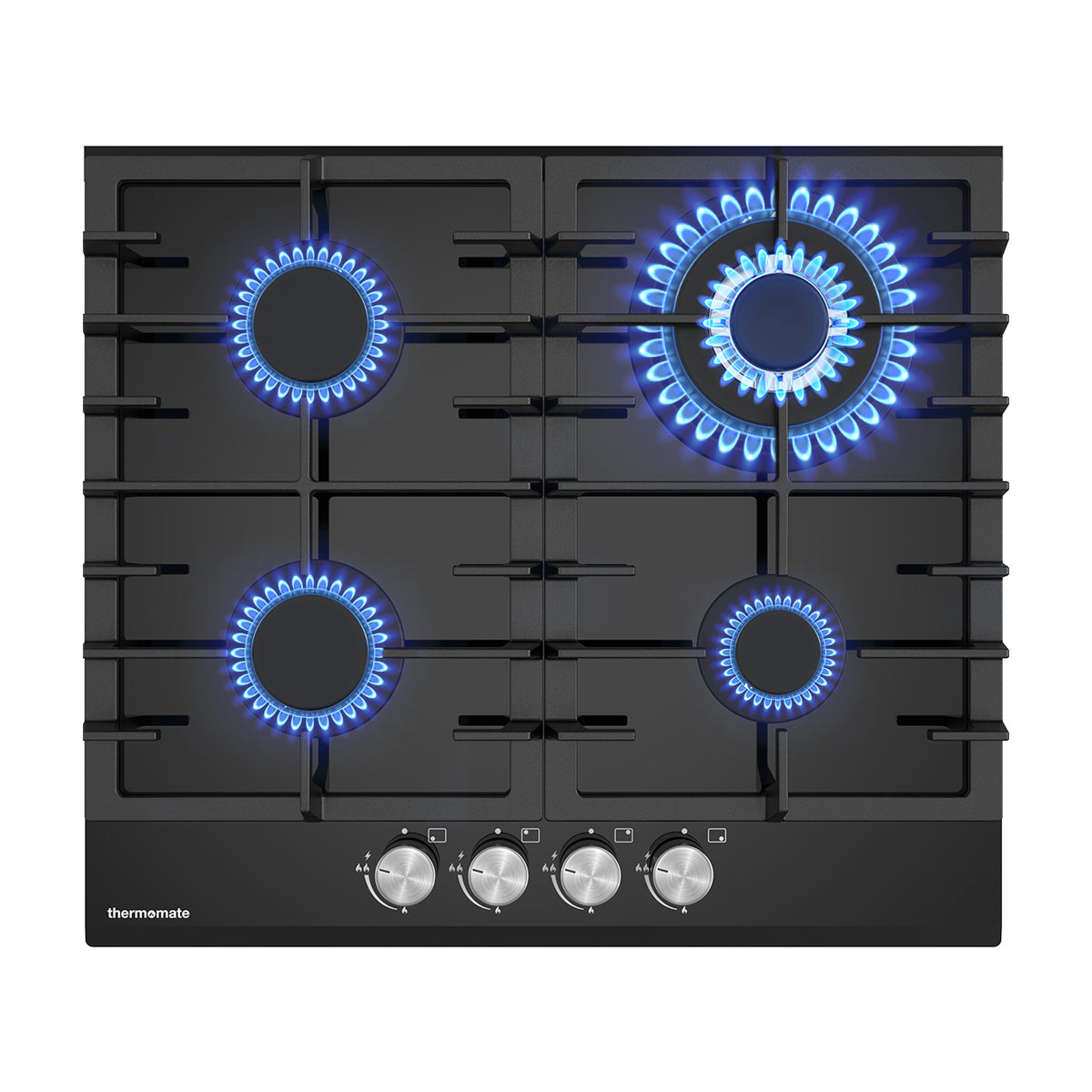 Thermomate Black Built-in 4 Burners Gas Hob - NG/LPG Convertible