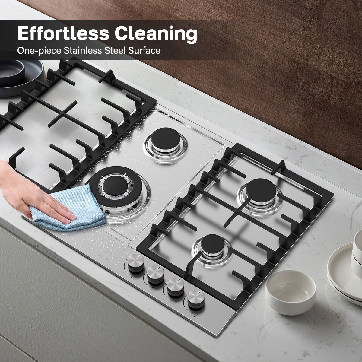 Effortless Cleaning
One-piece Stainless Steel Surface
