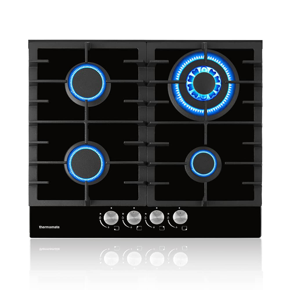 Thermomate Black Built-in 4 Burners Gas Hob - NG/LPG Convertible