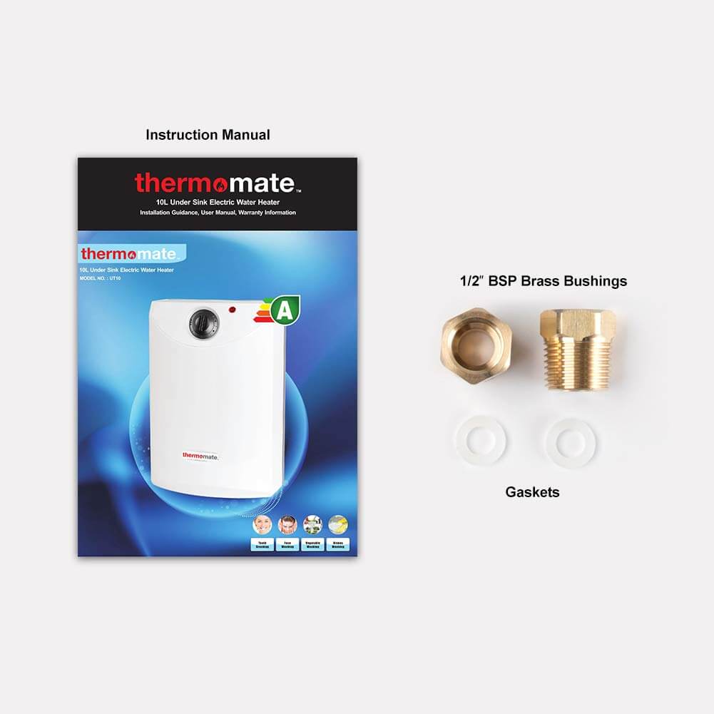 thermomate UT10 Electric Water Heater, 10 Litres 2kW Unvented Under Sink Storage Water Heater for Kitchen Bathroom